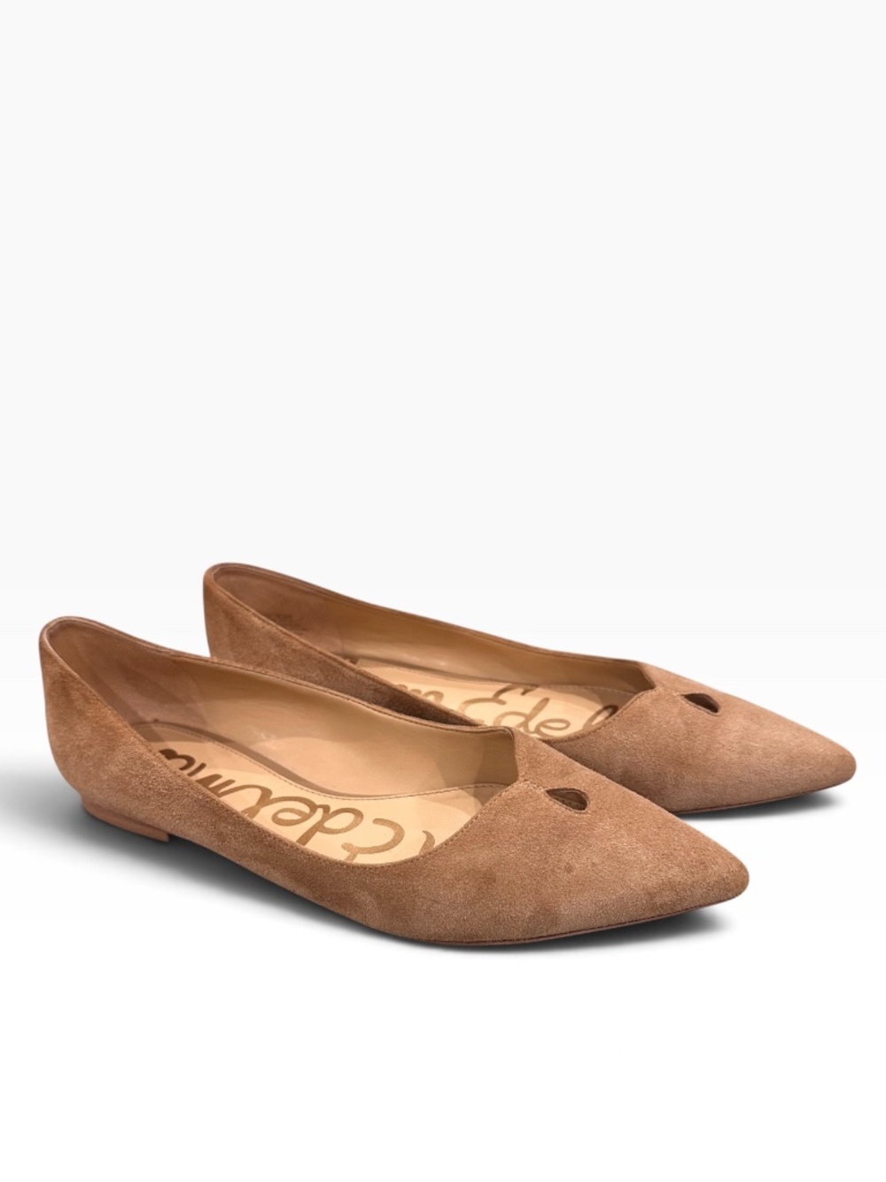 Sam Edelman Tan Suede Pointed Toe Keyhole Ballet Flats Size 7.5 M 🩰